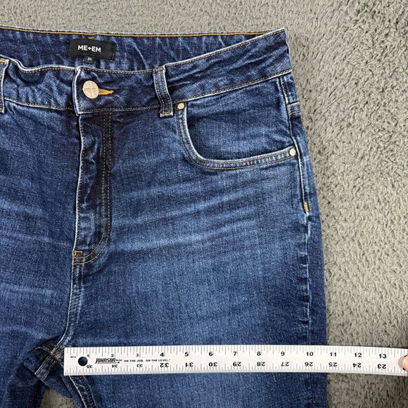 ME+EM Jeans Womens 31 Blue Straight Leg Cropped Stretch Dark Wash Denim - Picture 10 of 13